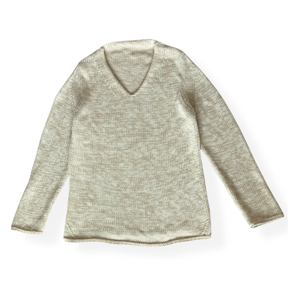 Vintage DIROCCO 100% Cotton Chunky Knit V-Neck Sweater Size 38 (M/L)
